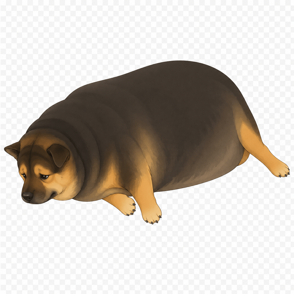 Chonky loaf dog lying down