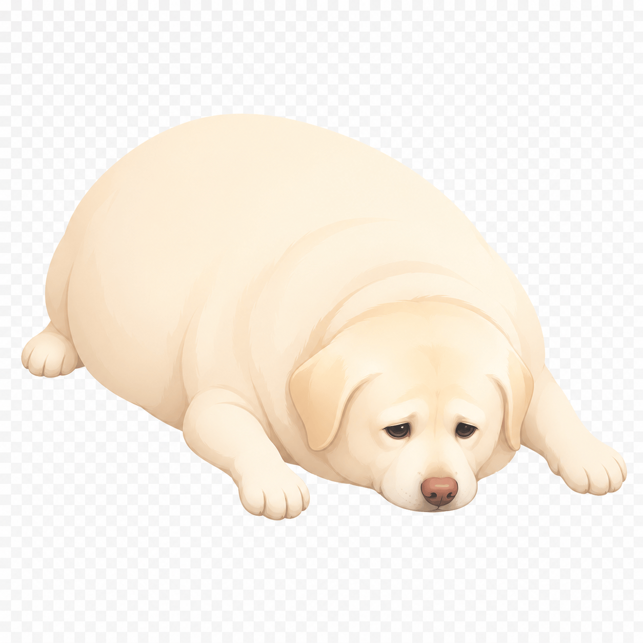 Sad labrador in loaf pose